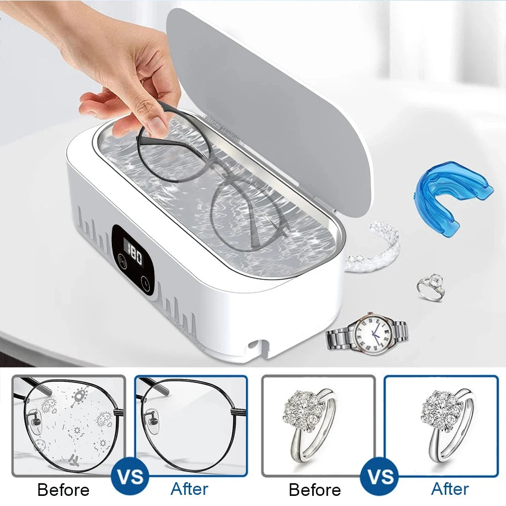 Ultrasonic Glasses Cleaner 47kHz High Frequency Vibration Ultrasonic Cleaner for Jewelry Watches Ultrasonic Washing Machine