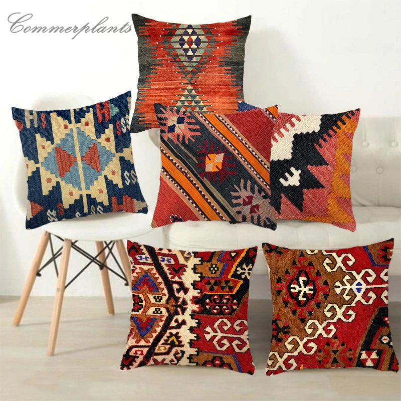 Bohemian Patterns Linen Cushion Pillow Cases - Multicolors