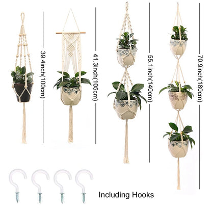 Hanging Plant Handmade Macrame Plant Hanger Flower Pot Planter Hanger Wall Decor Courtyard Garden Hanging Planter Hanging Basket