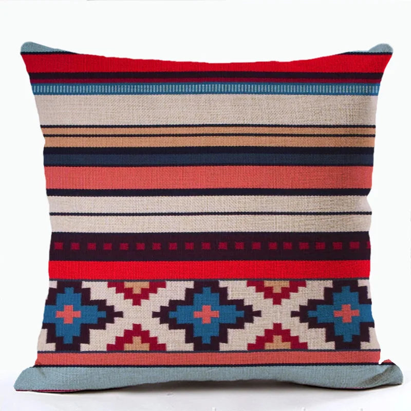 Bohemian Patterns Linen Cushion Pillow Cases - Multicolors