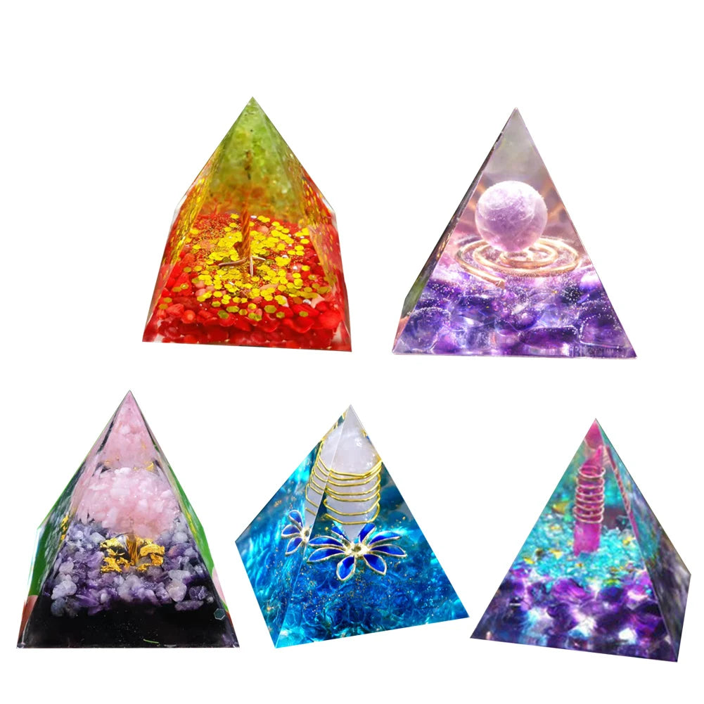 Natural Stone Orgonite Gem Pyramid Crystals