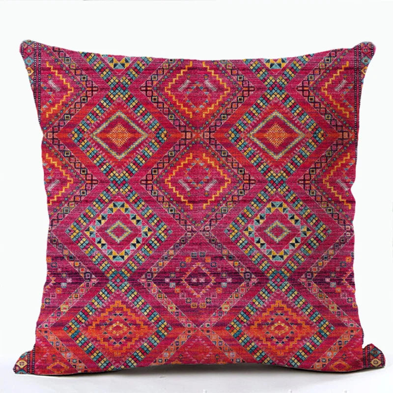 Bohemian Patterns Linen Cushion Pillow Cases - Multicolors