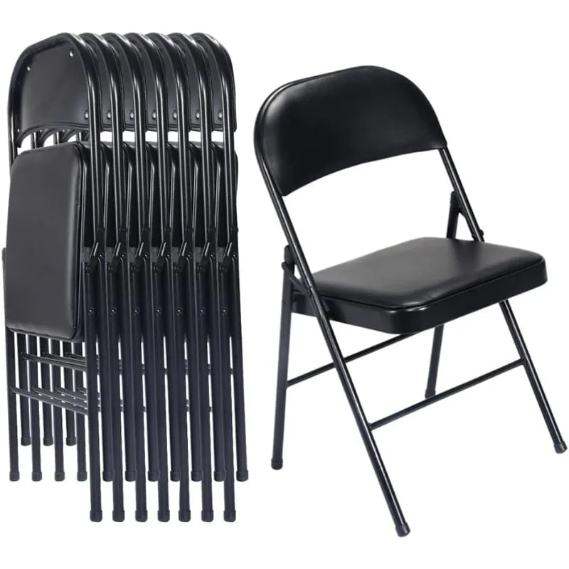 Folding Chairs with Padded Seats for Outdoor & Indoor, Portable Stackable Commercial Seat with Steel Frame