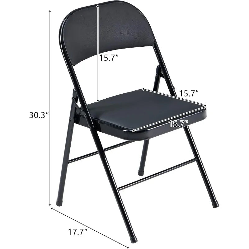 Folding Chairs with Padded Seats for Outdoor & Indoor, Portable Stackable Commercial Seat with Steel Frame