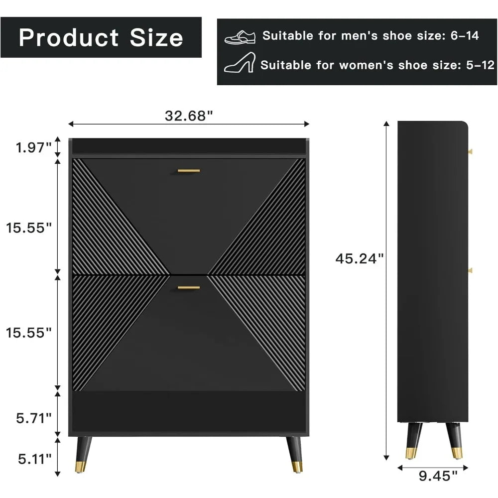 Shoe Storage Cabinet with 2 Flip Drawers