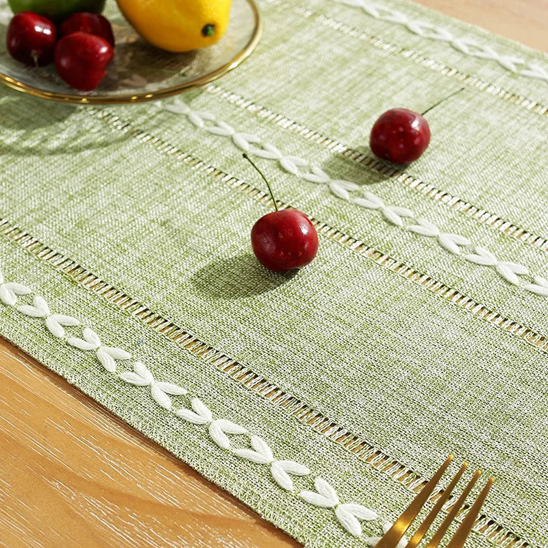 Table Runners Boho Rustic Tassels Farmhouse Braided Striped Cotton Linen for Dining Table Decoration