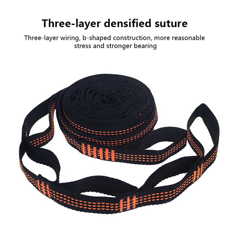 2Pcs High Bearing Capacity Hammock Straps - 600lbs Breaking Strength Polyester Belt Rope with Ring Buckle