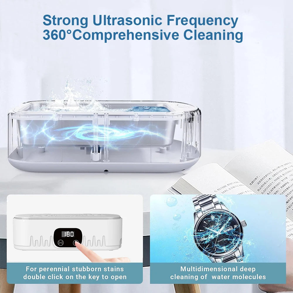 Ultrasonic Glasses Cleaner 47kHz High Frequency Vibration Ultrasonic Cleaner for Jewelry Watches Ultrasonic Ｗashing Machine