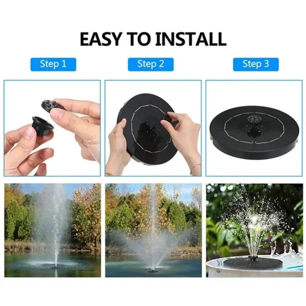 Outdoor Solar Water Fountain Floating Bird Bath Garden Pool Pond Waterfall Fountain Solar Panel Powered Water Pump