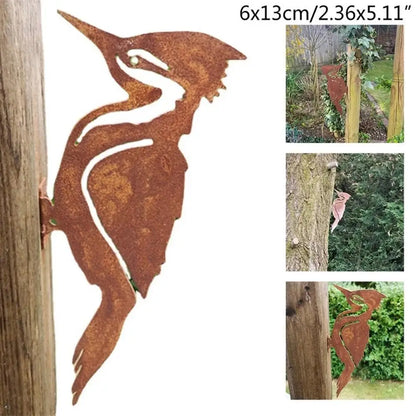 Elegant Garden Bird Rusty Metal Silhouette