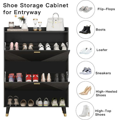 Shoe Storage Cabinet with 2 Flip Drawers