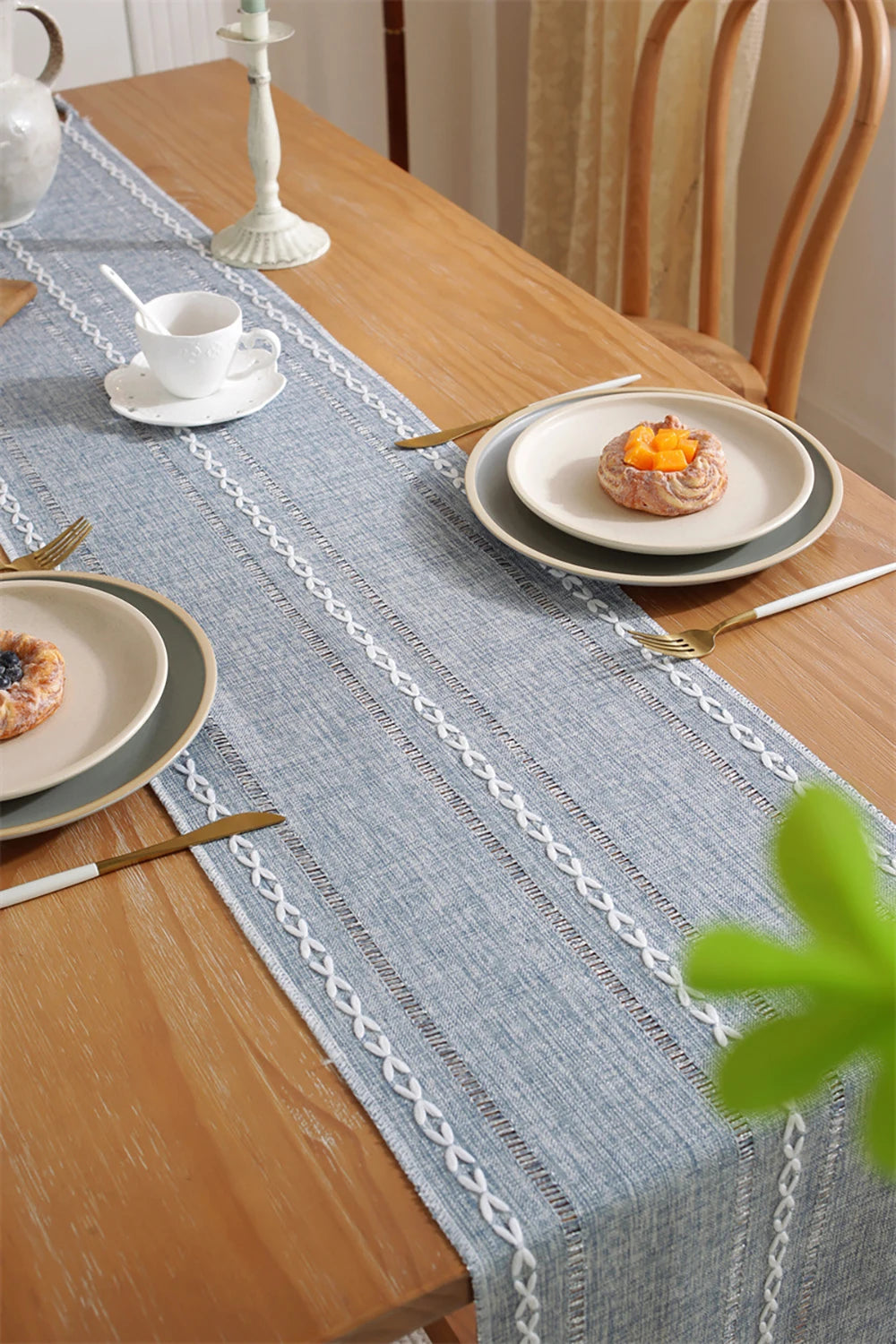 Table Runners Boho Rustic Tassels Farmhouse Braided Striped Cotton Linen for Dining Table Decoration