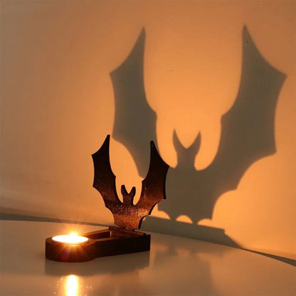 Black Halloween Shadow Projection Candlestick Decoration