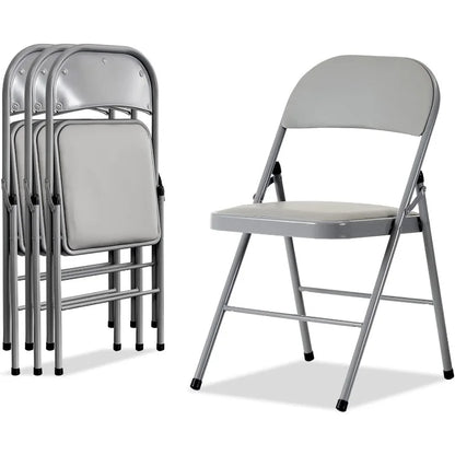 Folding Chairs with Padded Seats for Outdoor & Indoor, Portable Stackable Commercial Seat with Steel Frame