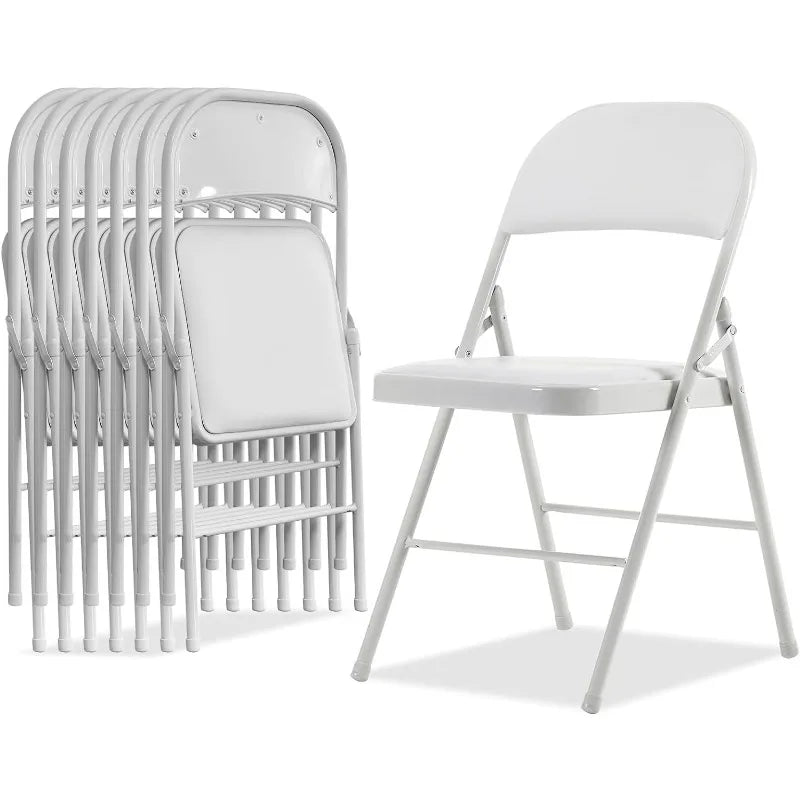 Folding Chairs with Padded Seats for Outdoor & Indoor, Portable Stackable Commercial Seat with Steel Frame