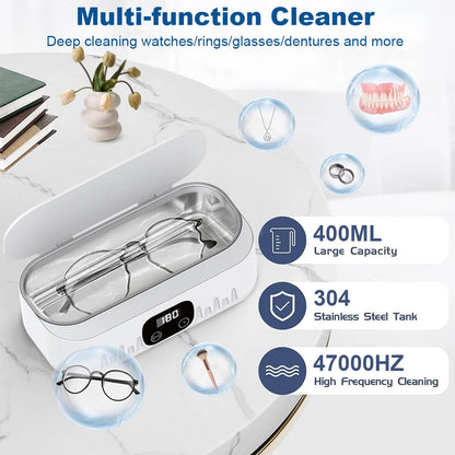 Ultrasonic Glasses Cleaner 47kHz High Frequency Vibration Ultrasonic Cleaner for Jewelry Watches Ultrasonic Ｗashing Machine