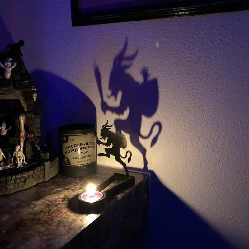 Krampus Shadow Caster Novelty terror Candle Holder Shadow Projectors  Indoor Halloween Decoration