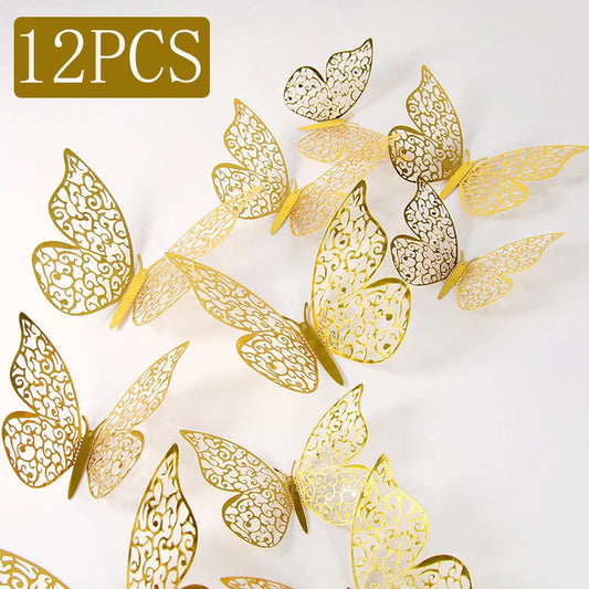 3D Hollow Butterfly Wall Stickers (12 Pcs)