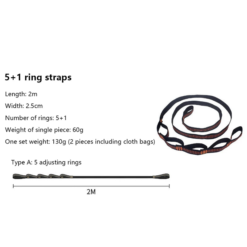 2Pcs High Bearing Capacity Hammock Straps - 600lbs Breaking Strength Polyester Belt Rope with Ring Buckle