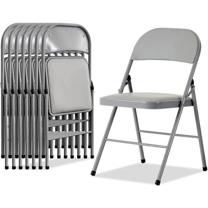 Folding Chairs with Padded Seats for Outdoor & Indoor, Portable Stackable Commercial Seat with Steel Frame