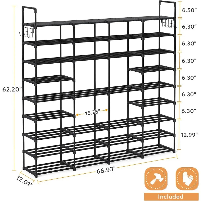 Large Shoe Rack Organizer with 9 Tiers