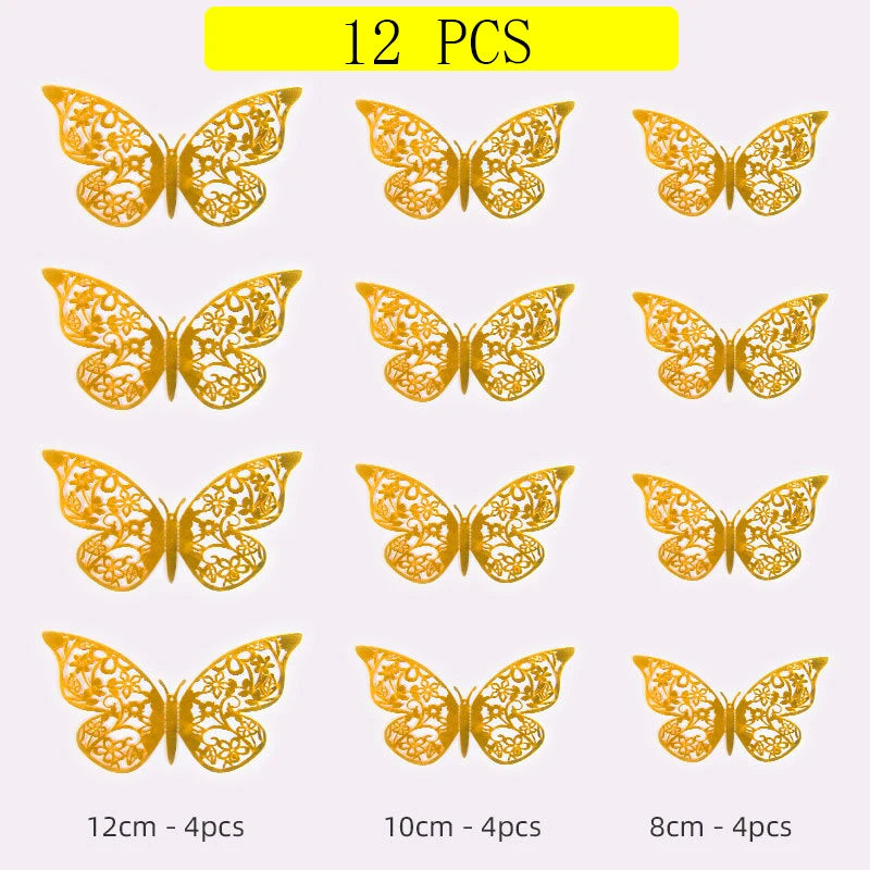 3D Hollow Butterfly Wall Stickers (12 Pcs)