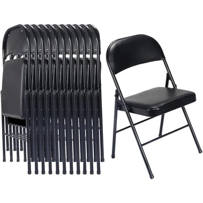 Folding Chairs with Padded Seats for Outdoor & Indoor, Portable Stackable Commercial Seat with Steel Frame