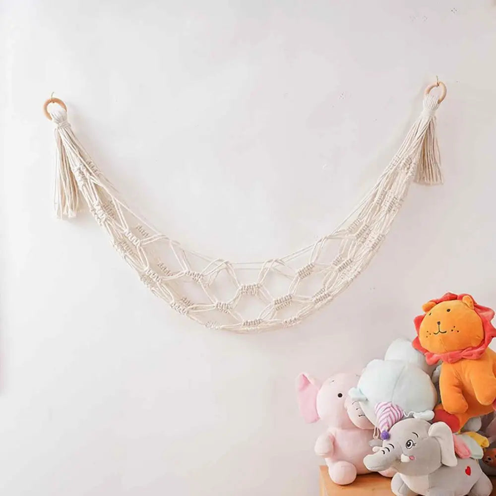 Macrame Hammock Net Toys Storage Boho Decor Children Room Toys Stuffed Animals Toys Hammock Net Organize Bohemia Storage Holder