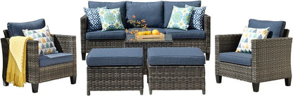 Patio Furniture Set Outdoor Wicker Sofa Couch All Weather Plastic Seat