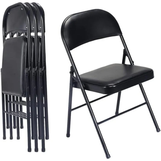 Folding Chairs with Padded Seats for Outdoor & Indoor, Portable Stackable Commercial Seat with Steel Frame