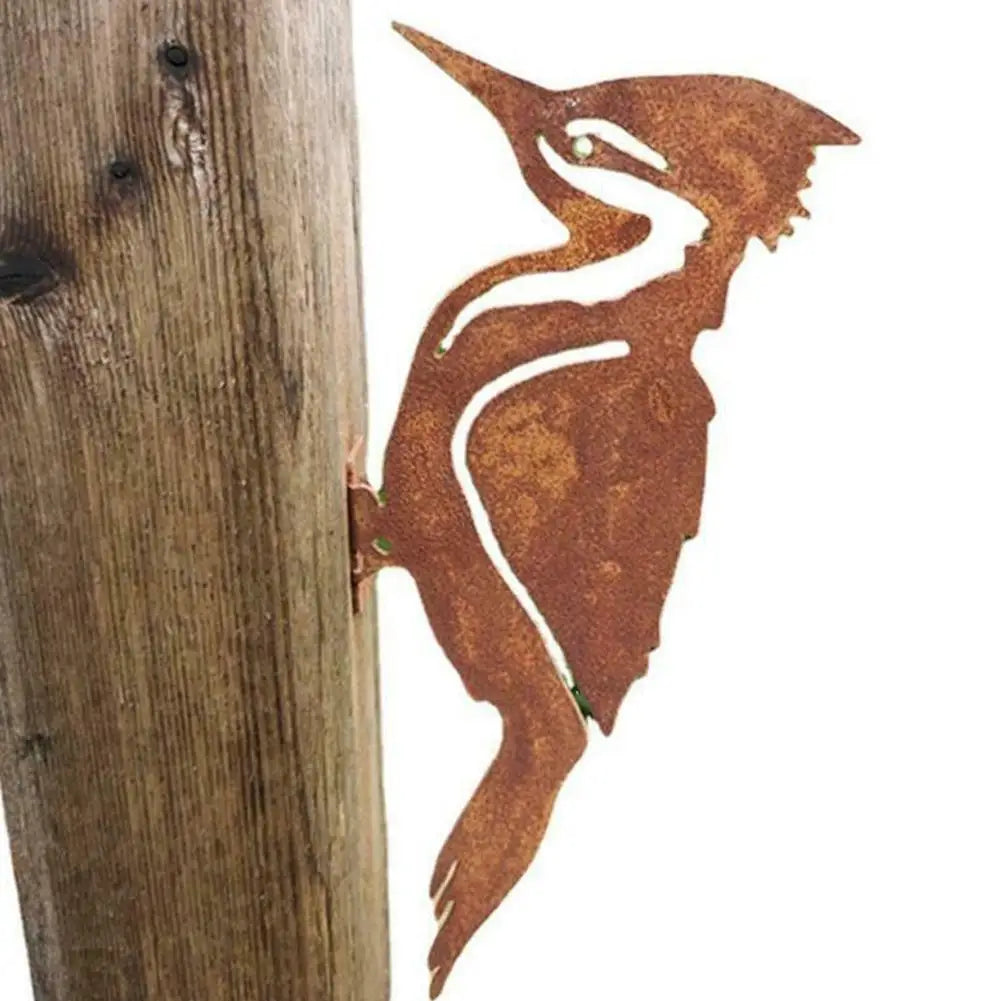 Elegant Garden Bird Rusty Metal Silhouette