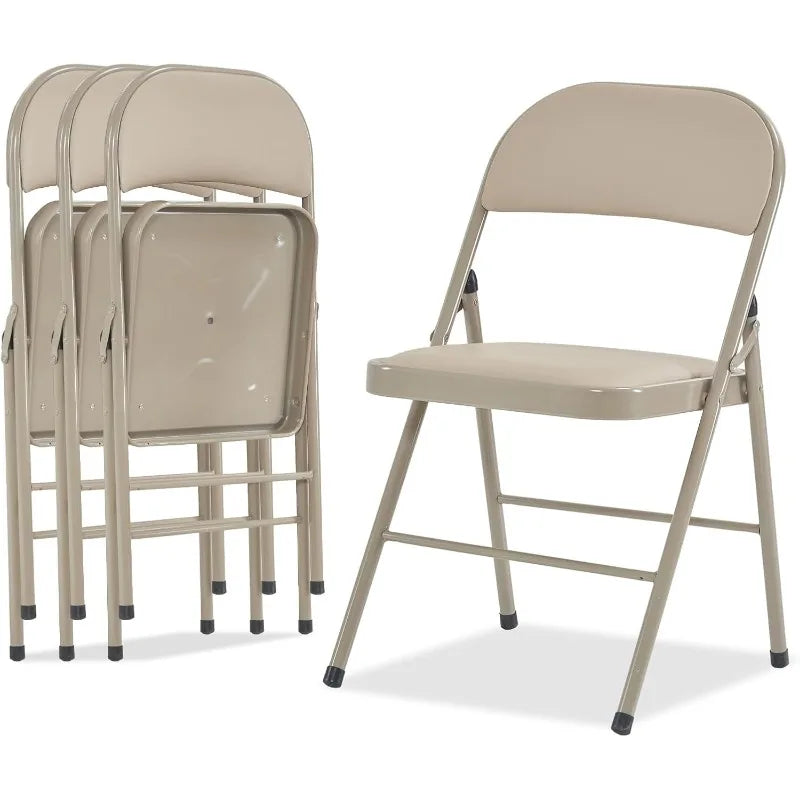 Folding Chairs with Padded Seats for Outdoor & Indoor, Portable Stackable Commercial Seat with Steel Frame