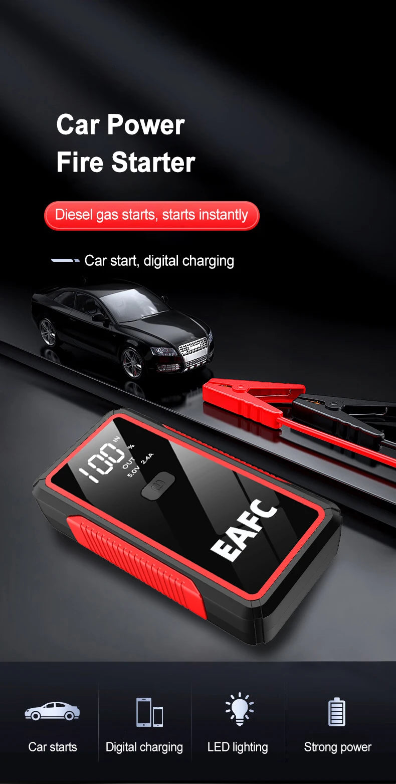 EAFC 600A and 2000A Jump Starter, Power Bank and Portable Charger. Starting Device For 6.0L/4.0L Emergency Car Battery Jump Starter