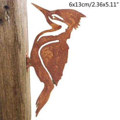 Elegant Garden Bird Rusty Metal Silhouette