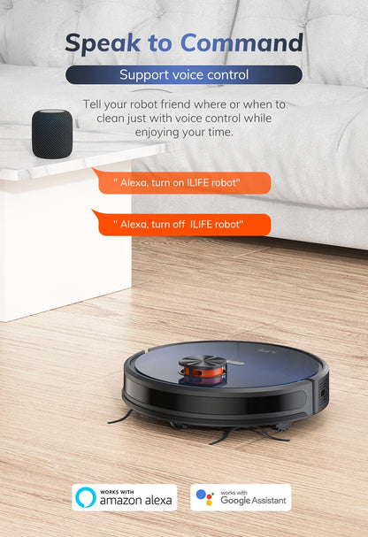 ILIFE T10s LDS Vacuum Cleaner Robot,Auto Empty Station for 60 Days,2.5L Large Dust Bag,App Remote Control,3000Pa Suction