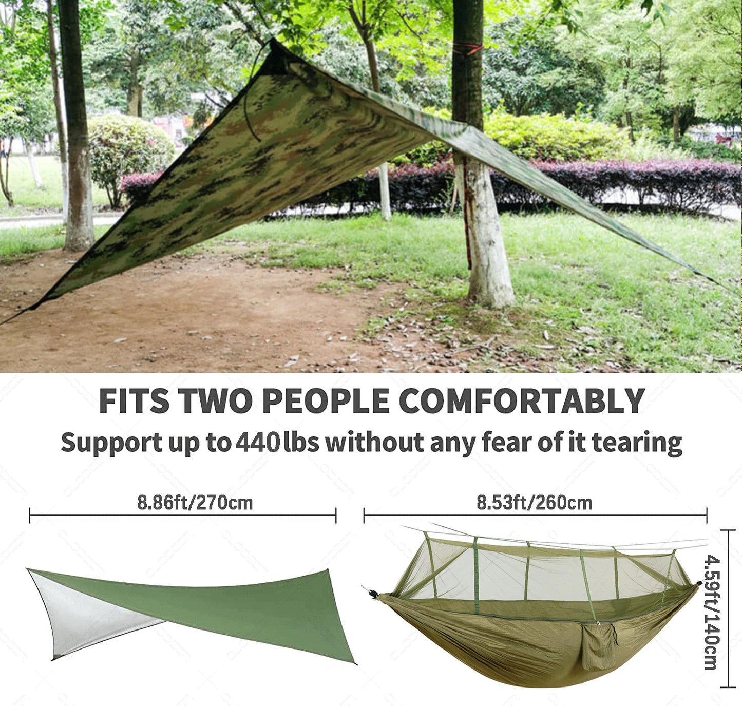 Outdoor Camping Hammock With Mosquito Net And Rain Cover