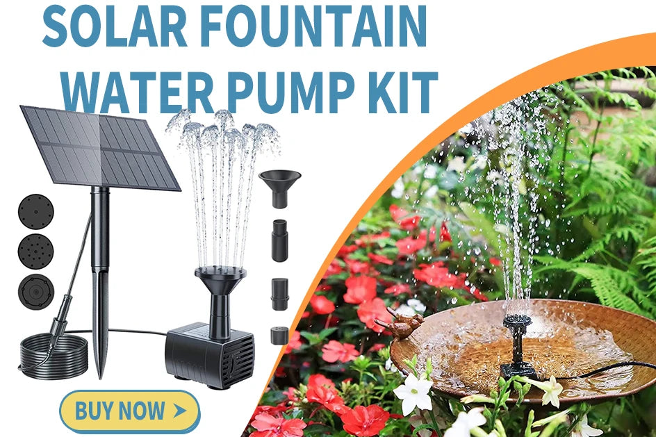 Outdoor Solar Water Fountain Floating Bird Bath Garden Pool Pond Waterfall Fountain Solar Panel Powered Water Pump