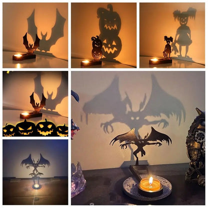 Black Halloween Shadow Projection Candlestick Decoration