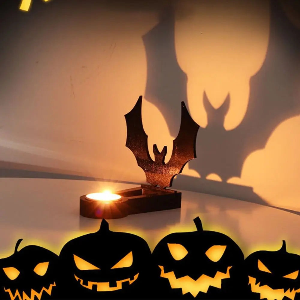 Black Halloween Shadow Projection Candlestick Decoration