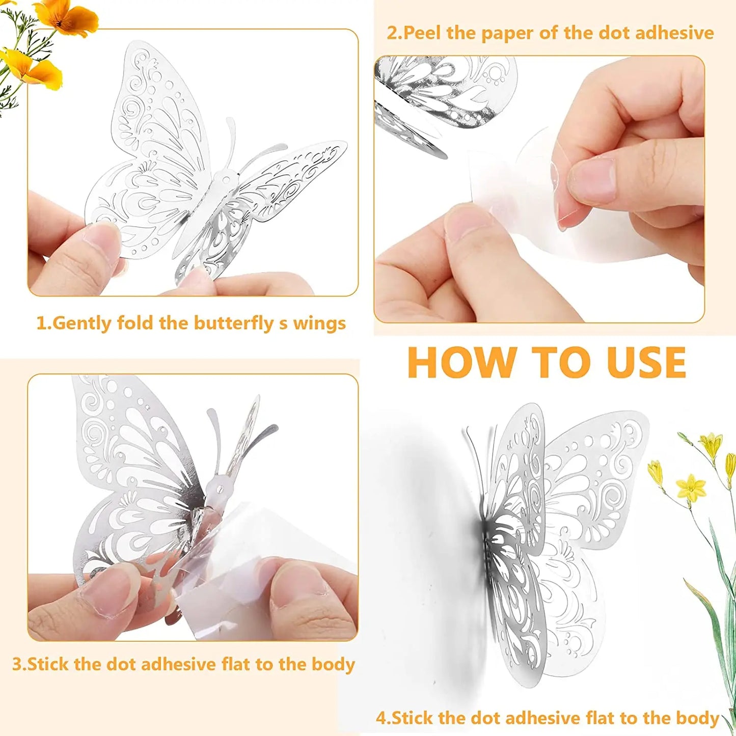 3D Hollow Butterfly Wall Stickers (12 Pcs)