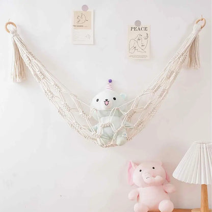 Macrame Hammock Net Toys Storage Boho Decor Children Room Toys Stuffed Animals Toys Hammock Net Organize Bohemia Storage Holder