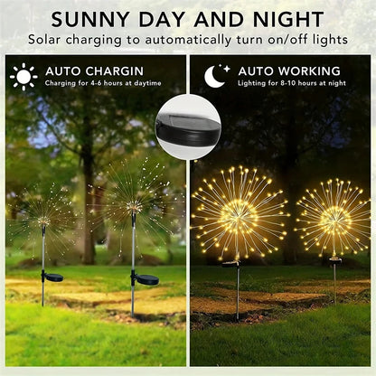 Solar Firework Light Waterproof Outdoor 8 Lighting Modes 90-200LED