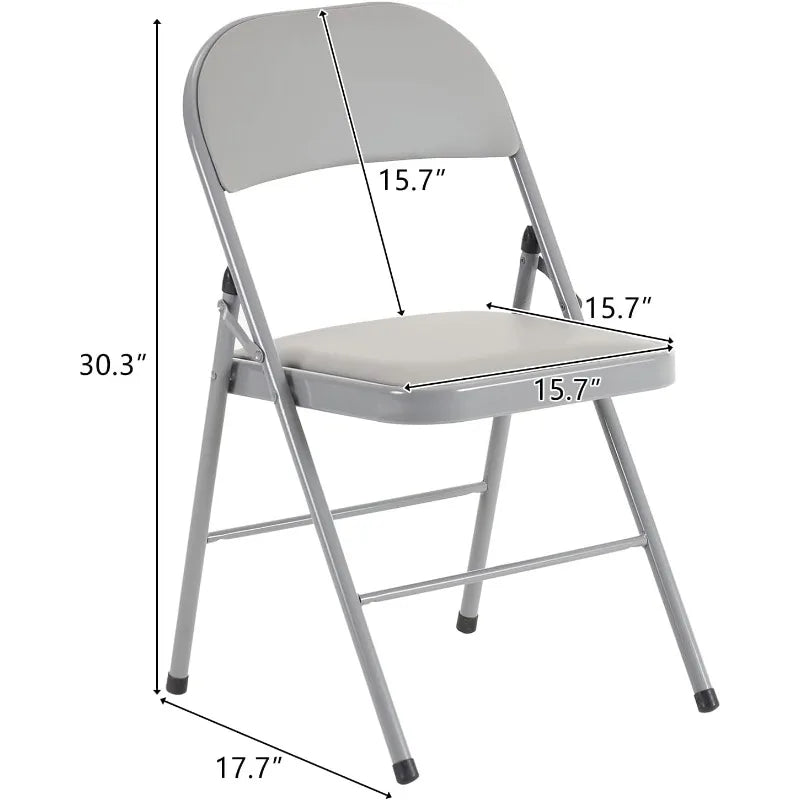 Folding Chairs with Padded Seats for Outdoor & Indoor, Portable Stackable Commercial Seat with Steel Frame