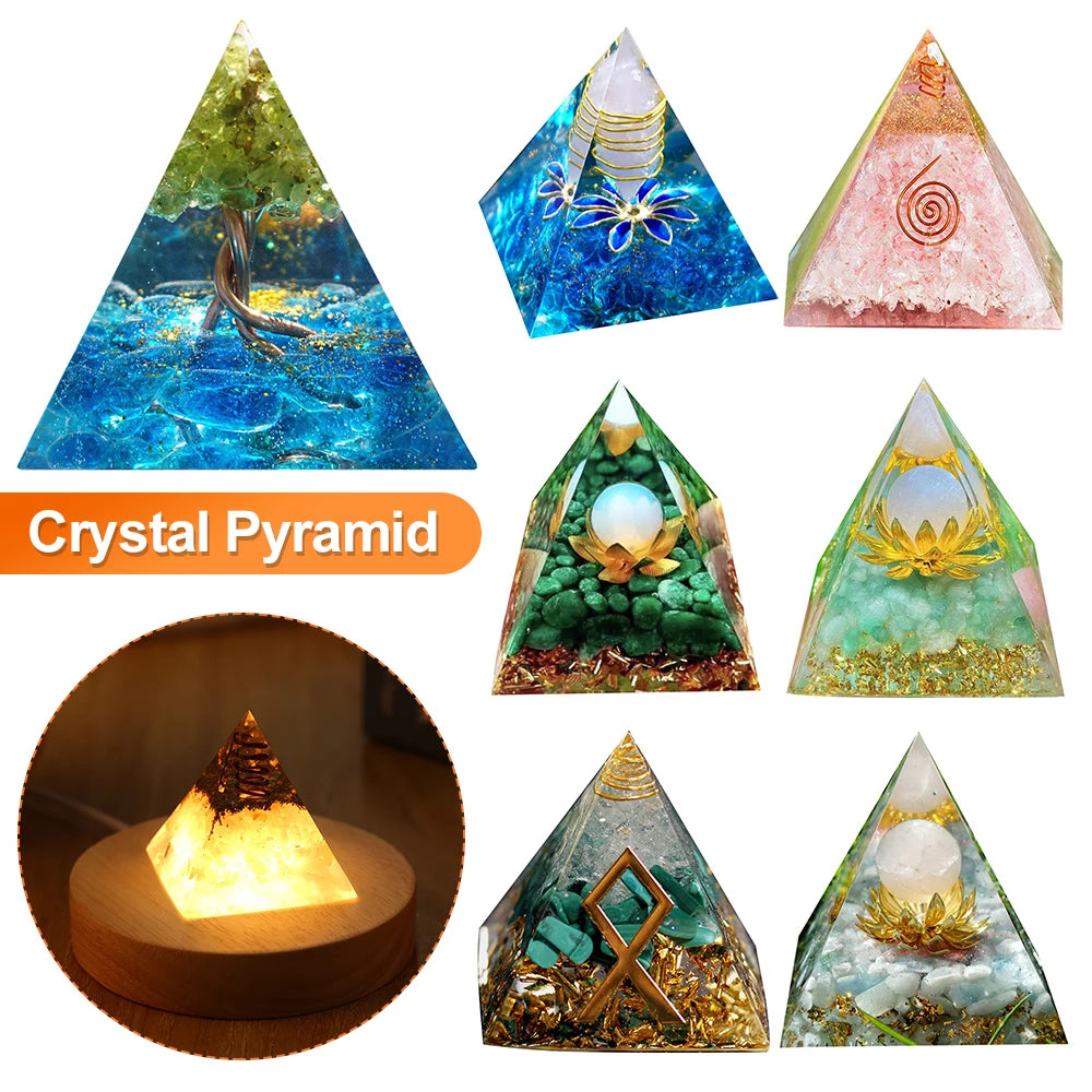 Natural Stone Orgonite Gem Pyramid Crystals