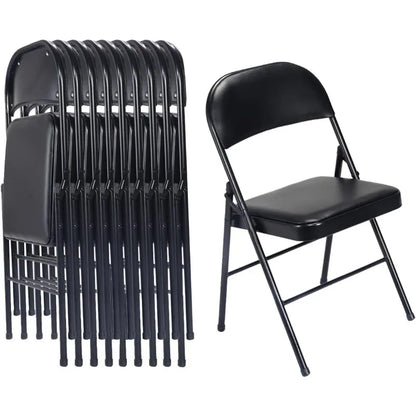 Folding Chairs with Padded Seats for Outdoor & Indoor, Portable Stackable Commercial Seat with Steel Frame