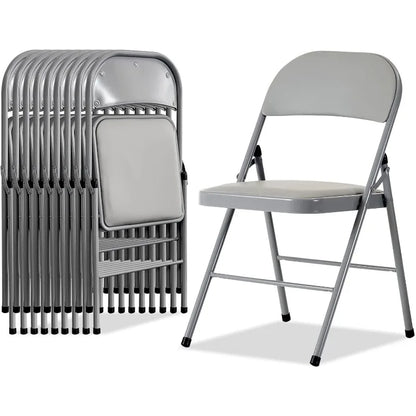 Folding Chairs with Padded Seats for Outdoor & Indoor, Portable Stackable Commercial Seat with Steel Frame