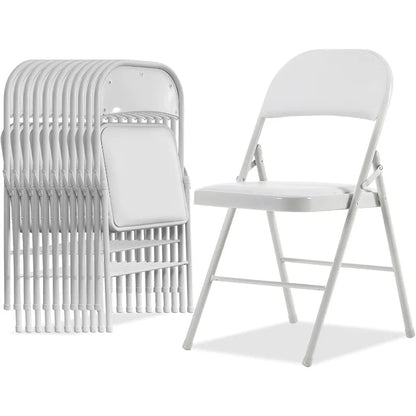 Folding Chairs with Padded Seats for Outdoor & Indoor, Portable Stackable Commercial Seat with Steel Frame