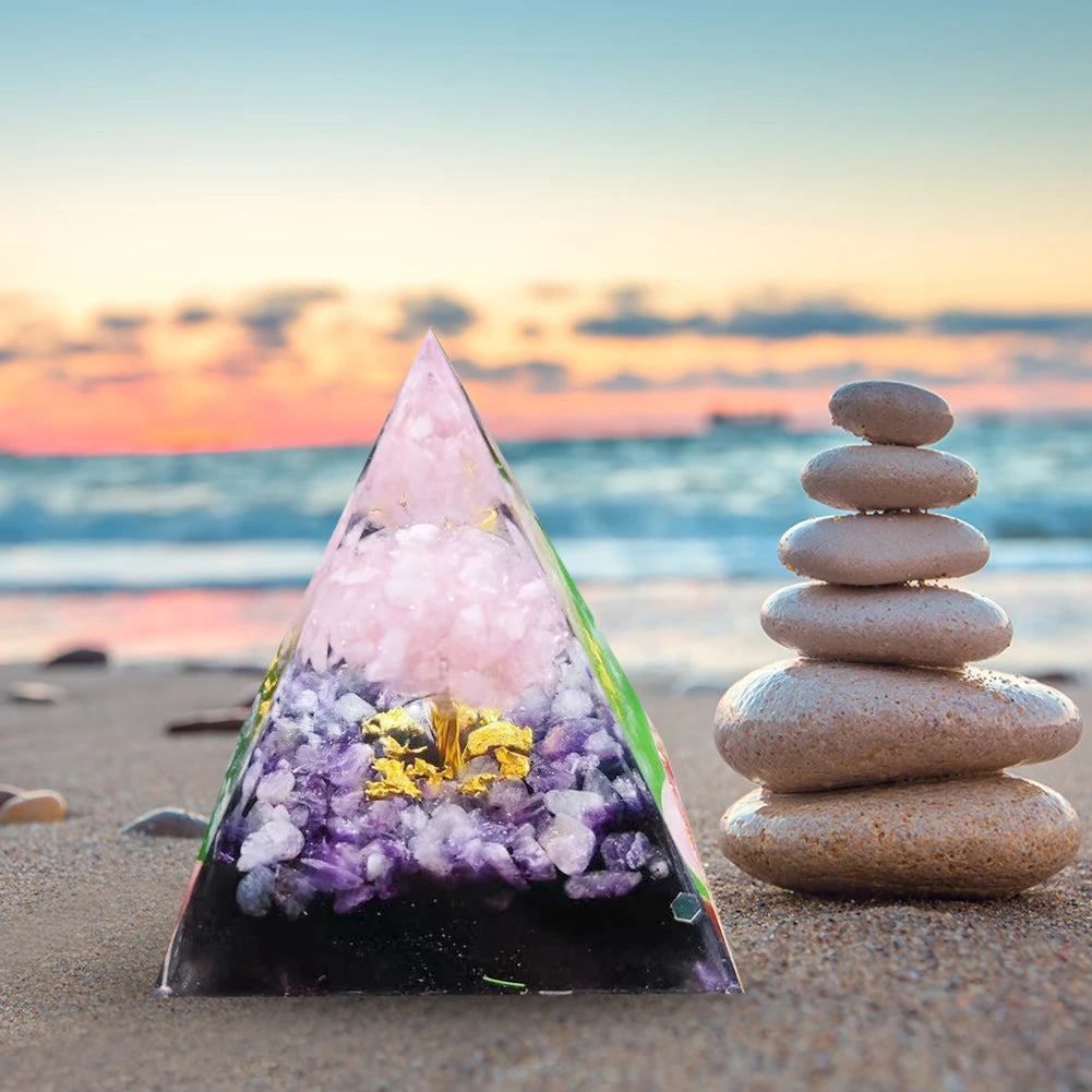 Natural Stone Orgonite Gem Pyramid Crystals