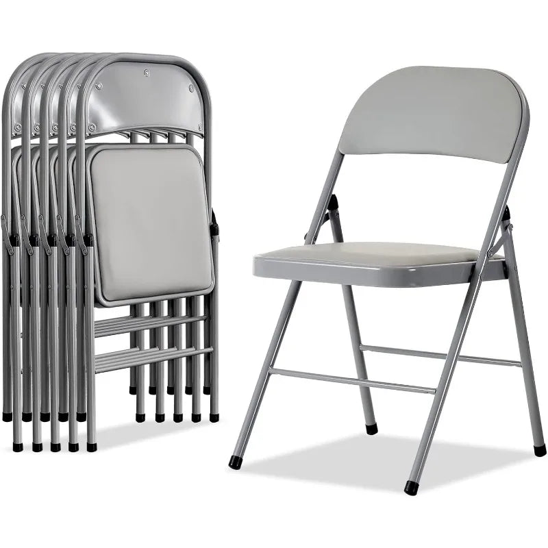 Folding Chairs with Padded Seats for Outdoor & Indoor, Portable Stackable Commercial Seat with Steel Frame