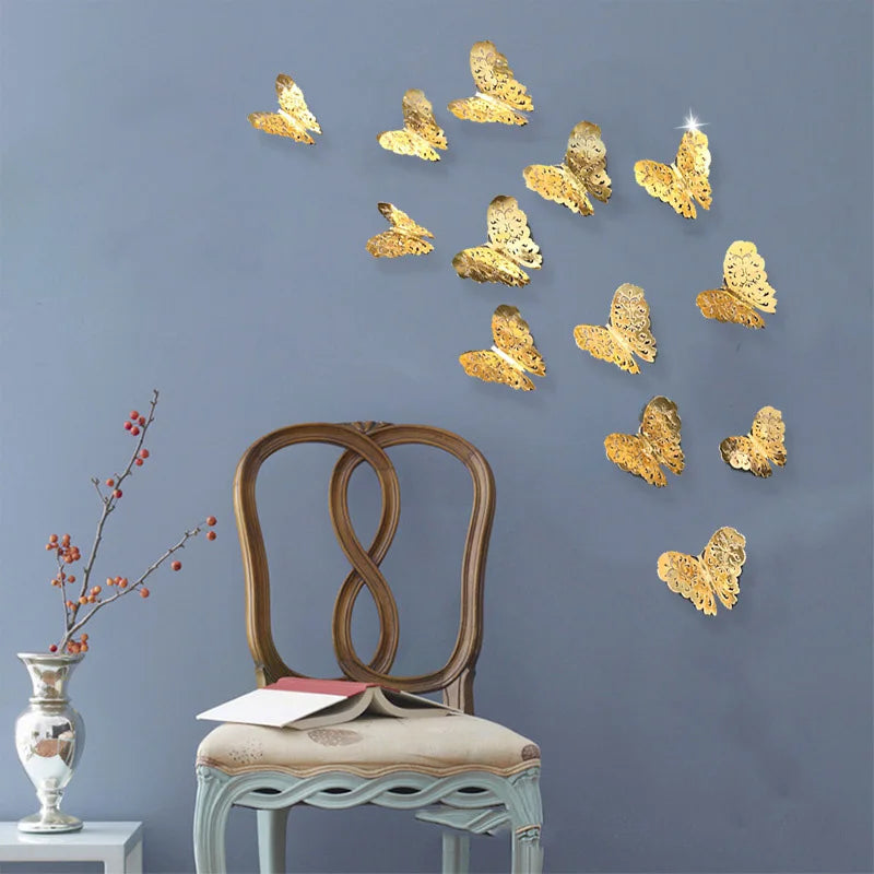 3D Hollow Butterfly Wall Stickers (12 Pcs)